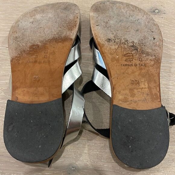 Bocage Flat women’s metallic leather sandals in size 36. Made in Paris. - Picture 5 of 7